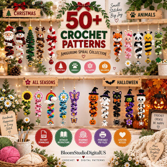 Over 50 Spiral Crochet Patterns for Halloween and Christmas (PDF) | Spiral Hanging Christmas Decorations