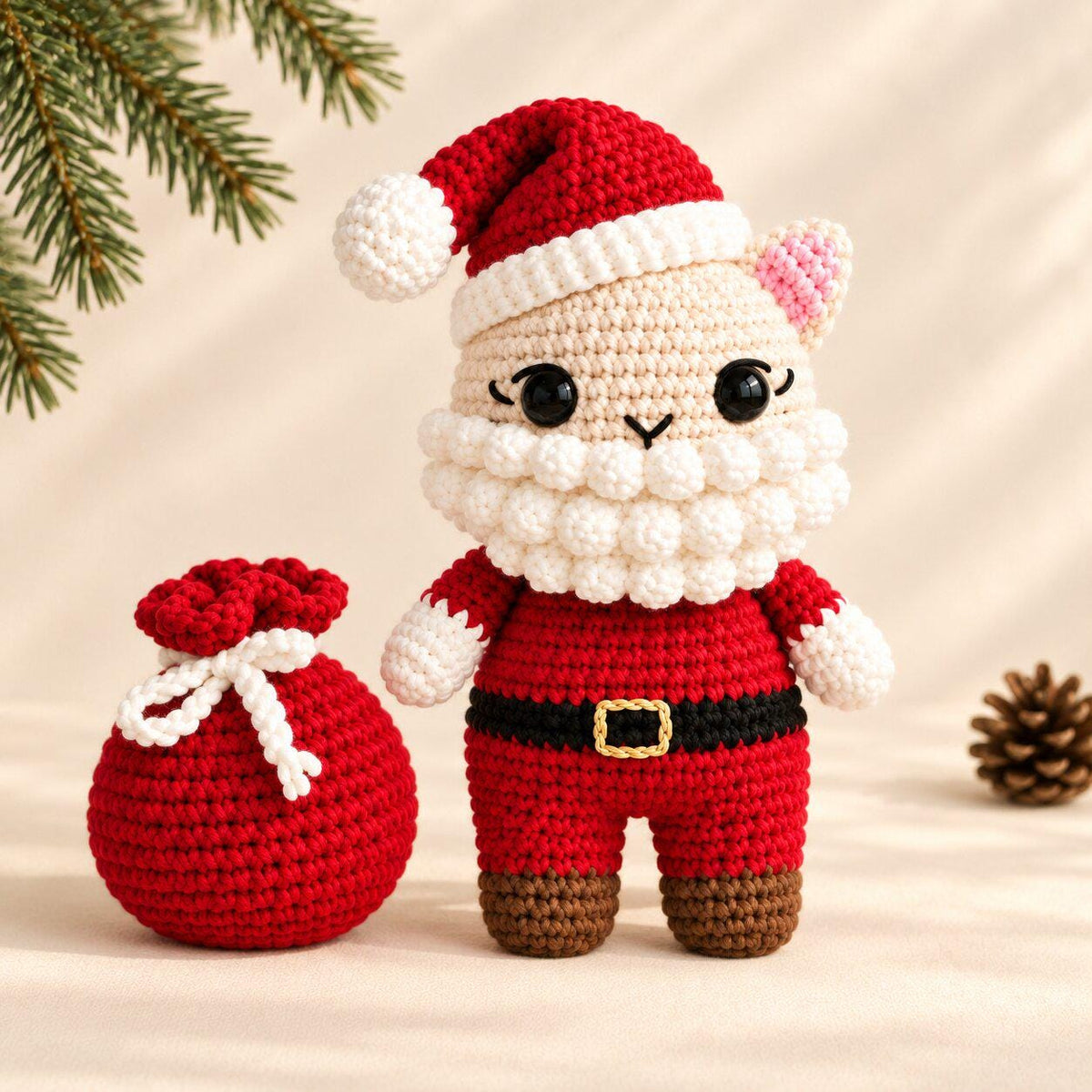 Santa Cat Crochet Pattern PDF, Christmas Kitten Amigurumi, English Step by Step Photo Tutorial