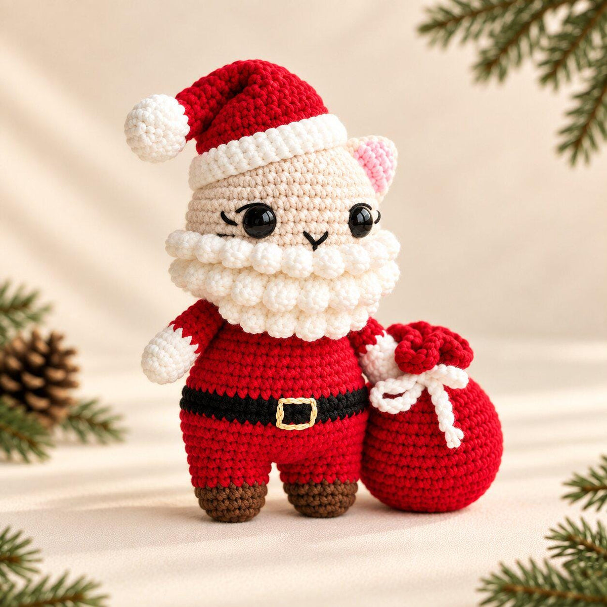 Santa Cat Crochet Pattern PDF, Christmas Kitten Amigurumi, English Step by Step Photo Tutorial