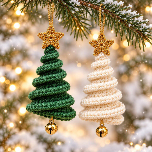 Crochet Spiral Christmas Tree Ornament Pattern, Festive PDF Download