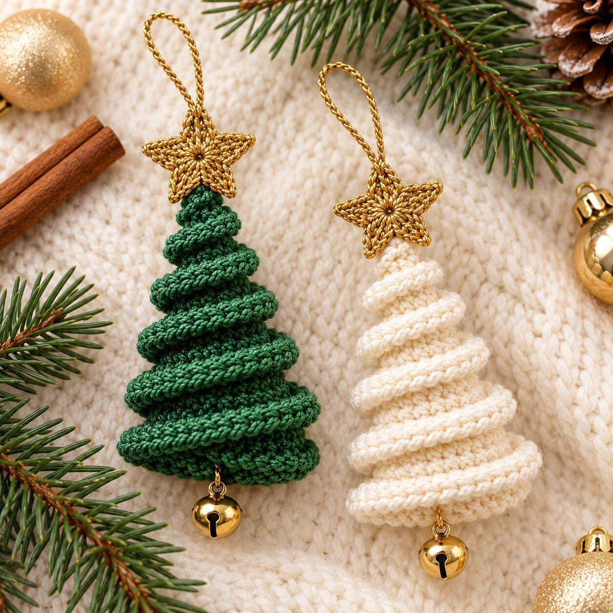 Crochet Spiral Christmas Tree Ornament Pattern, Festive PDF Download