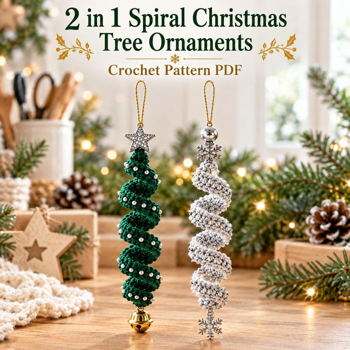 Crochet Spiral Christmas Tree Ornament Pattern PDF