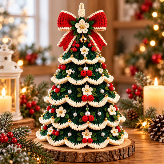 Ruffled Crochet Christmas Tree Pattern PDF: Tiered Holiday Decor