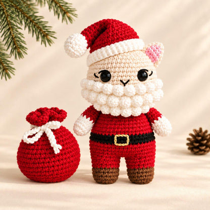 Santa Cat Crochet Pattern PDF, Christmas Kitten Amigurumi, English Step by Step Photo Tutorial