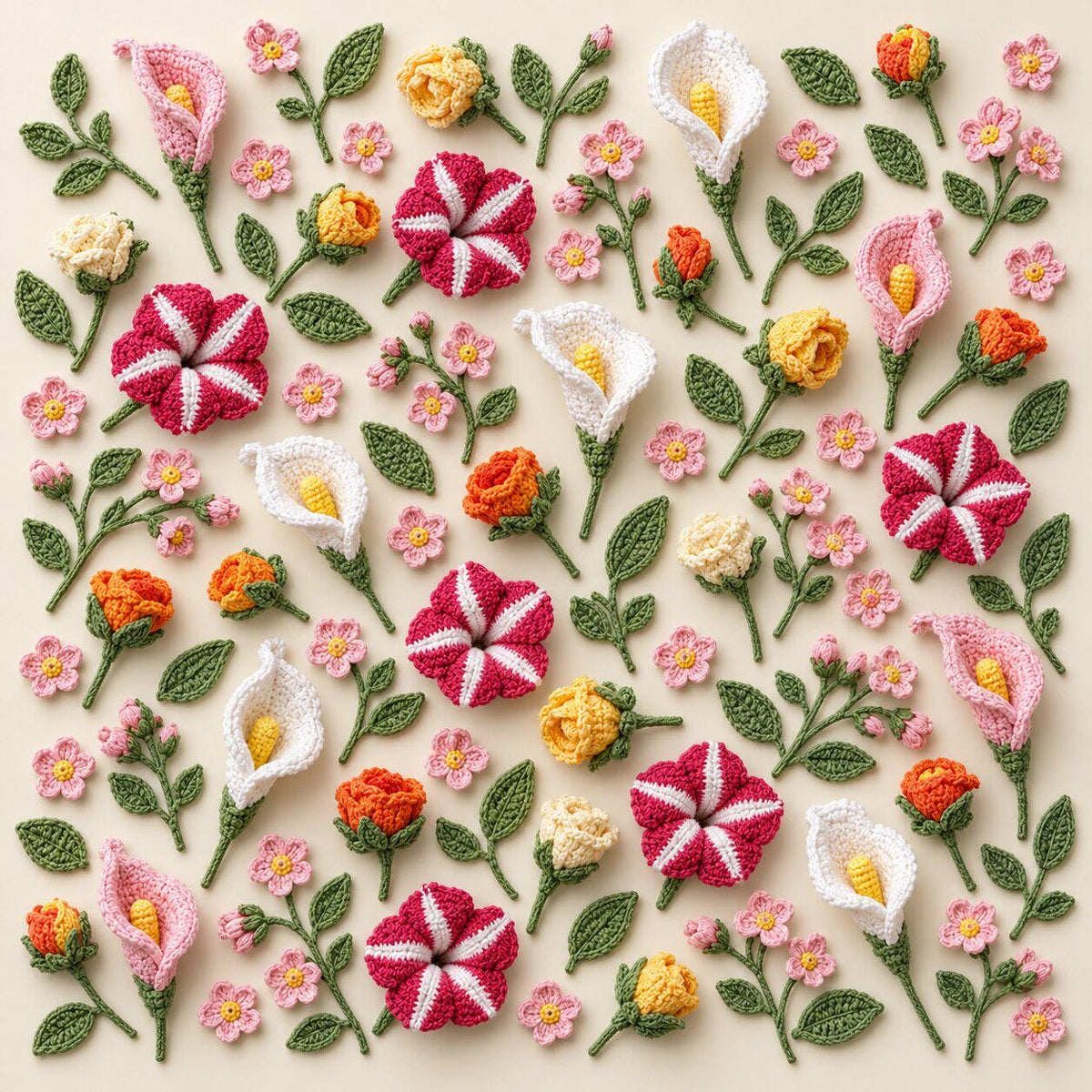 Set of 300 Crochet Flower Patterns | Flower Bouquets, Roses and Floral Designs