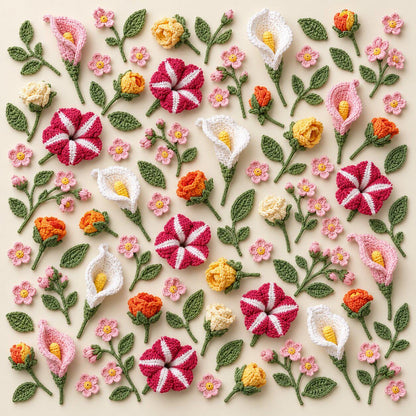 Set of 300 Crochet Flower Patterns | Flower Bouquets, Roses and Floral Designs