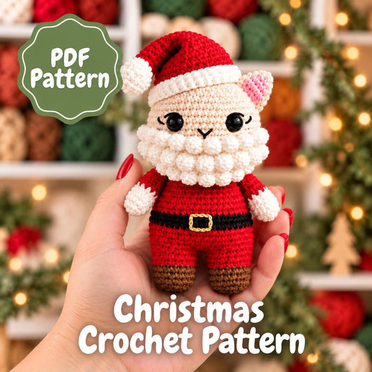 Santa Cat Crochet Pattern PDF, Christmas Kitten Amigurumi, English Step by Step Photo Tutorial