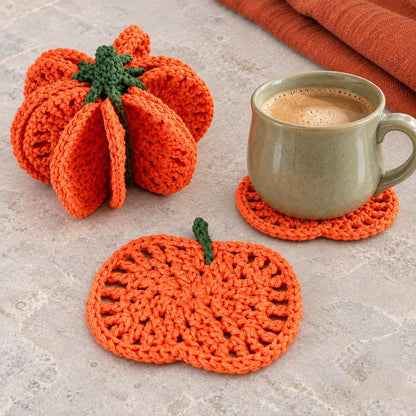 Halloween Crochet Pumpkin Coaster Pattern PDF - 8 Coasters Forming a 3D Pumpkin