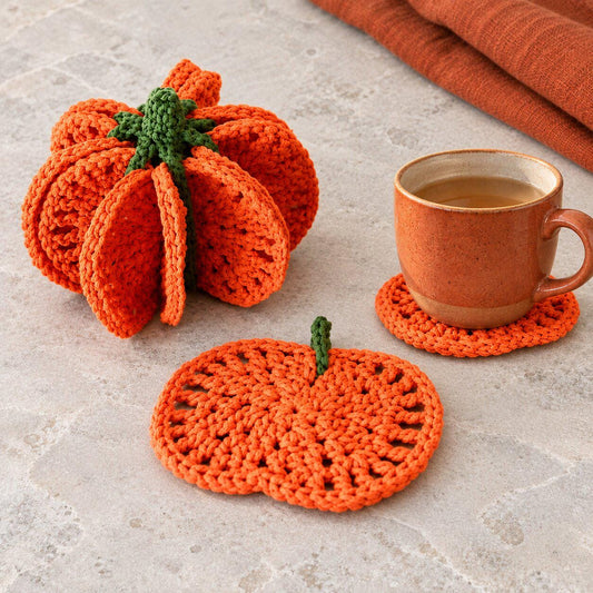 Halloween Crochet Pumpkin Coaster Pattern PDF - 8 Coasters Forming a 3D Pumpkin