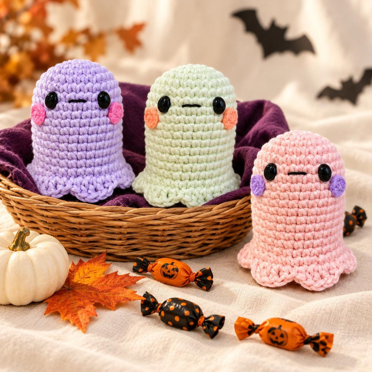 Ghost Crochet Pattern PDF, Halloween Amigurumi Guide, Glow in the Dark Ghost and Pastel Color Ideas