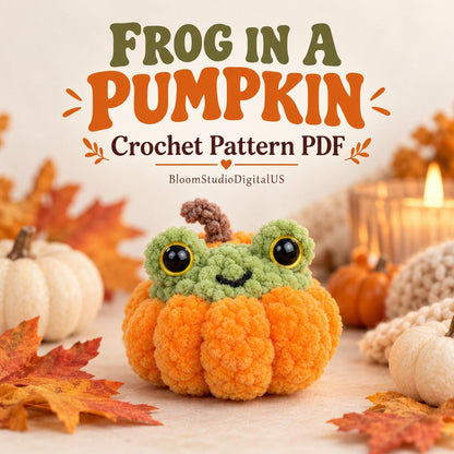 Patron de crochet PDF Grenouille dans une citrouille, Amigurumi d'Halloween