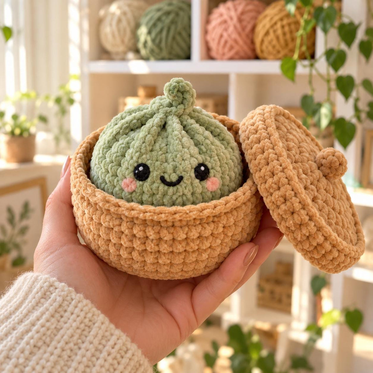 Dumpling and Steamer Crochet Pattern PDF, Amigurumi Plushie Tutorial with Color Variations