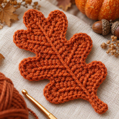 Crochet Oak Leaf Pattern PDF, Thanksgiving Fall Applique