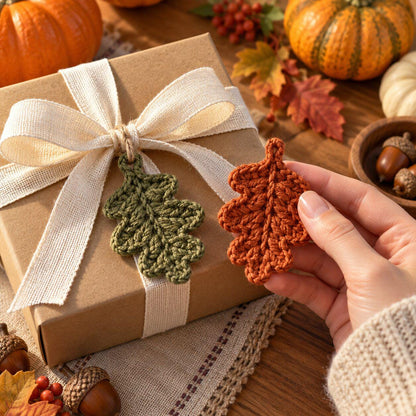 Crochet Oak Leaf Pattern PDF, Thanksgiving Fall Applique