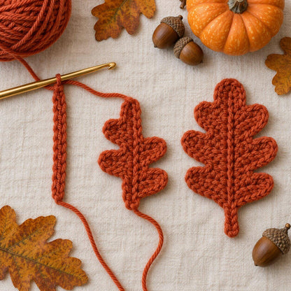 Crochet Oak Leaf Pattern PDF, Thanksgiving Fall Applique