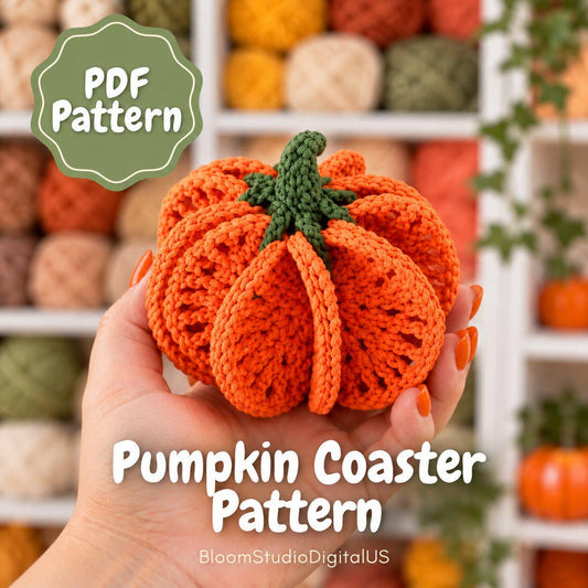 Halloween Crochet Pumpkin Coaster Pattern PDF - 8 Coasters Forming a 3D Pumpkin