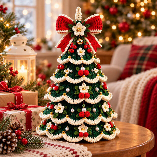 Ruffled Crochet Christmas Tree Pattern PDF: Tiered Holiday Decor