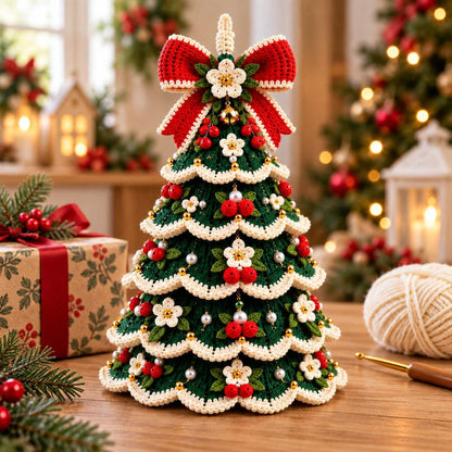 Patrón en PDF de árbol de Navidad de ganchillo con volantes: decoración navideña escalonada