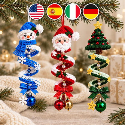 Christmas Spiral Ornament Crochet Pattern: Santa, Snowman & Tree Amigurumi PDF