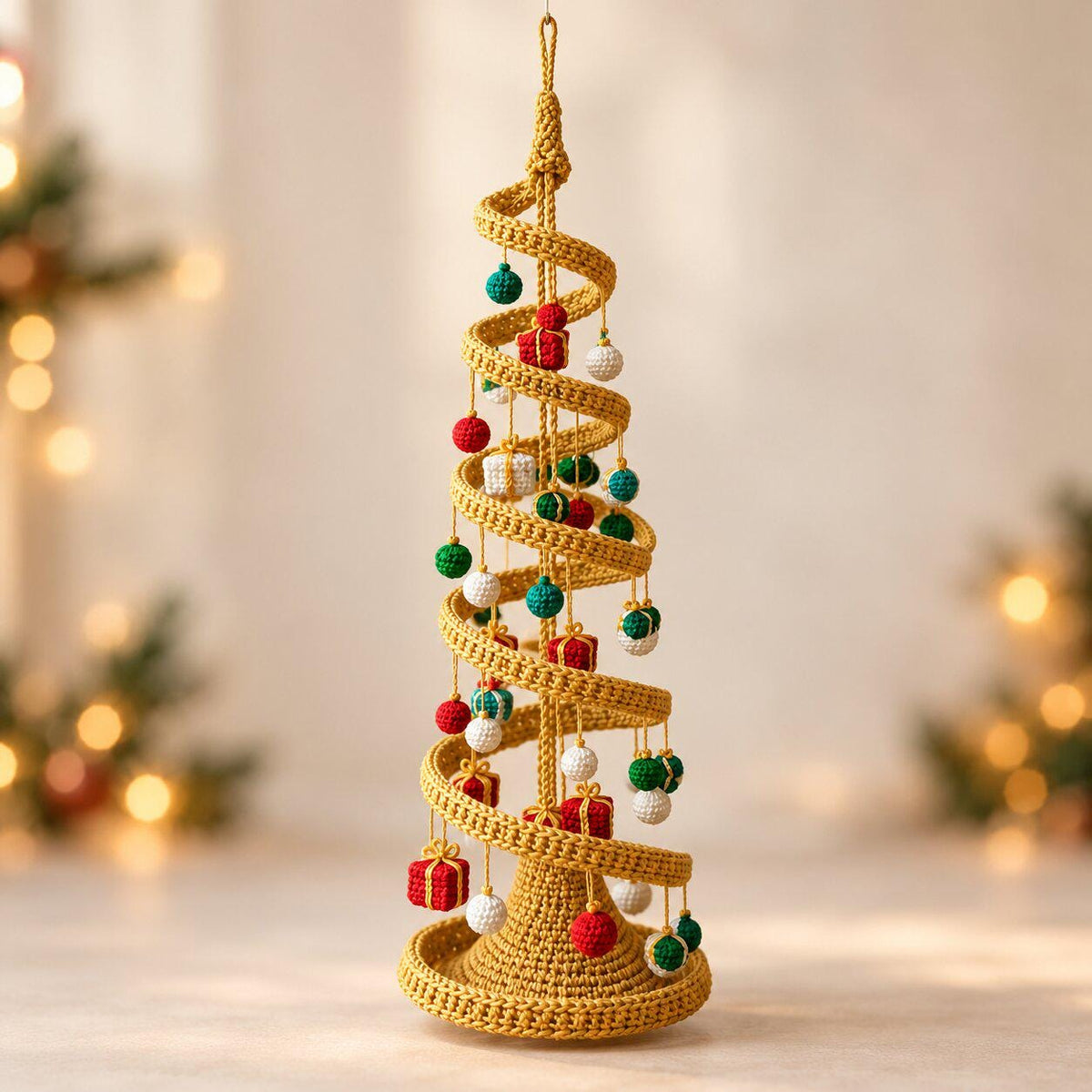 Spiral Hanging Christmas Tree Crochet Pattern, Mobile Ornament PDF