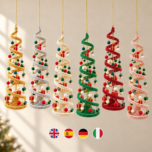 Spiral Hanging Christmas Tree Crochet Pattern, Mobile Ornament PDF