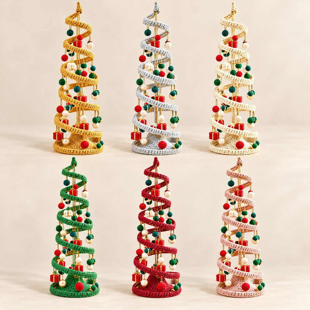 Spiral Hanging Christmas Tree Crochet Pattern, Mobile Ornament PDF