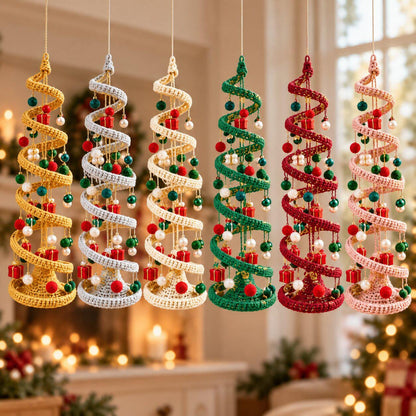 Spiral Hanging Christmas Tree Crochet Pattern, Mobile Ornament PDF
