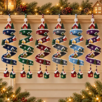 Crochet Christmas Spiral Garland Pattern PDF, Winter Village Hanging Ornament