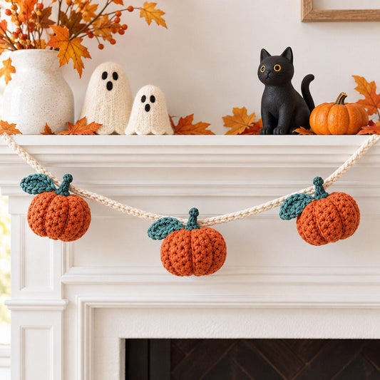 Crochet Pumpkin Garland Pattern PDF, Beginner Friendly Fall Decor