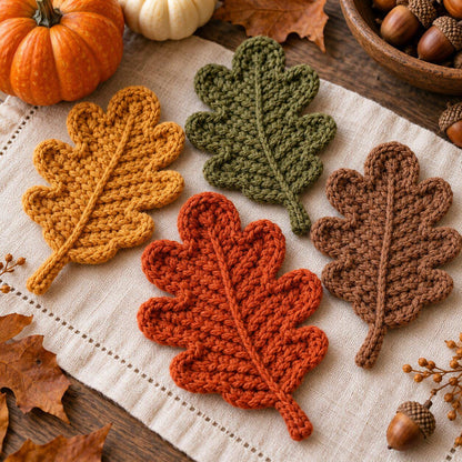Crochet Oak Leaf Pattern PDF, Thanksgiving Fall Applique
