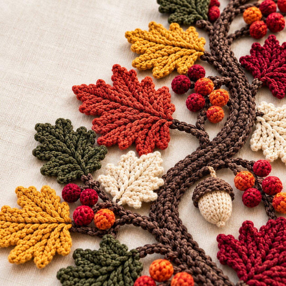 Autumn Leaves Crochet Table Runner Pattern for Thanksgiving, PDF Download