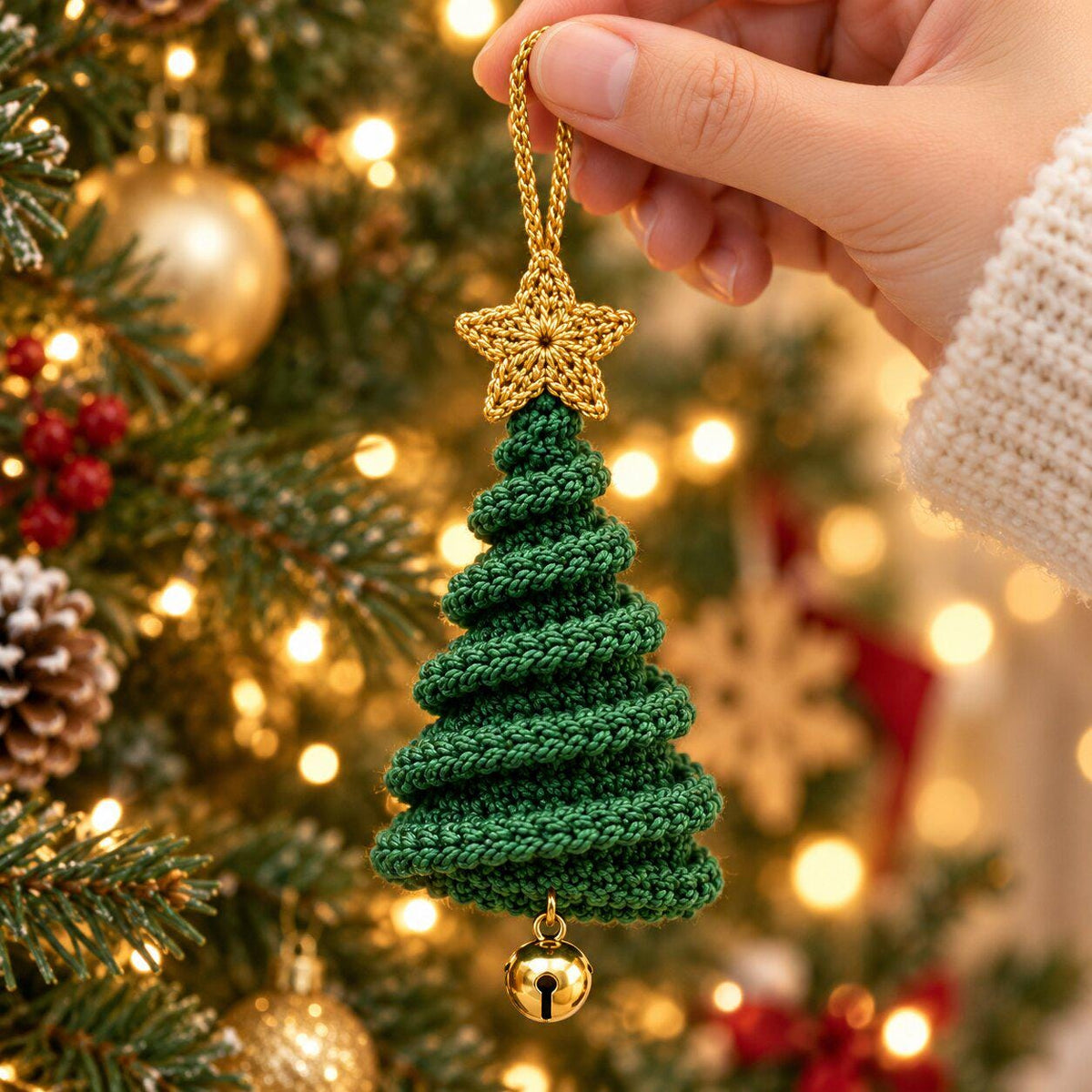Crochet Spiral Christmas Tree Ornament Pattern, Festive PDF Download
