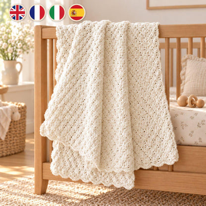 Crochet Baby Blanket Pattern PDF: Classic Shell Stitch