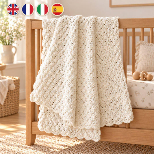 Crochet Baby Blanket Pattern PDF: Classic Shell Stitch